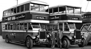 Double deckers ready to leave the island in 1961