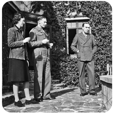 Mr and Mrs Coutanche with Lieut-Col James Taylor
