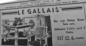 One of the company's last adverts on the front page of the Evening Post before the Occupation