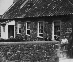 Francis Thomas Le Feuvre, with his wife and daughter outside their home