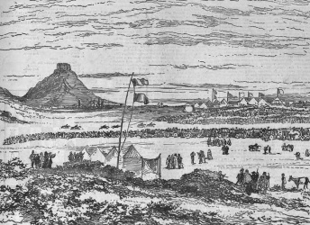 A magazine artist's sketch of a meeting at Grouville in 1878