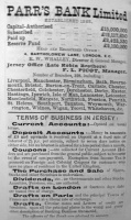 Parr's Bank, which acquired the business of Robin Brothers, was managed in Jersey by F L Picot in 1915