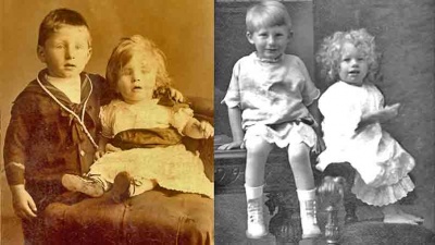 Two pairs of brothers, Percy and Helier Bisson; Basil and Roy Bisson
