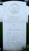 The grave of Great War casualty Alfred Philip Gibaut at Canadian Cemetery No 2 Neuville St Vaast