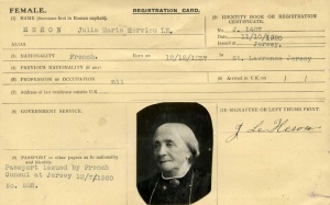 Alien's Law registration card of Julie Marie Hervieu