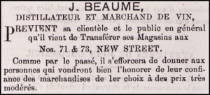 Beaume, wine and spirits merchant, 1873