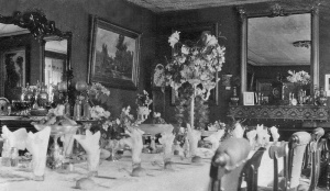 The dining room at Sion Hall laid out for Olive Cooke's wedding breakfast in 1921
