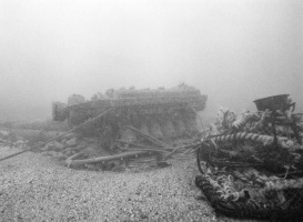 The wreckage of PT509 on the seabed off Noirmont