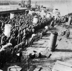 German prisoners of war arrive in Southampton