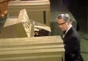 Stanley Sackett at the organ on the night the cinema closed