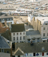 Looking down on the old buildings