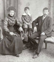 Joseph Alfred Ferdinand Marais, born in Grouville in 1872, with his wife Elizabeth, nee Drillot (1882- ), and son Joseph Alfred Henry Marais (1897- )