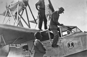 The Lieut-Governor, Major-General Edward Willis, climbs into Silver Bat