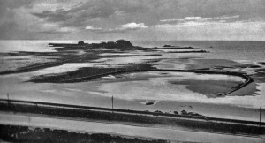 The pool with Elizabeth Castle behind