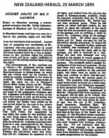 New Zealand Herald, 1895 - death of pharmacist Philip Le Quesne after accident with horse-drawn tram