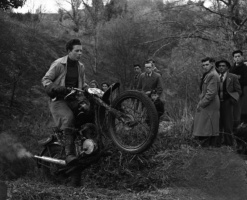 M Cabot in a motorcycle trial in 1954 - Evening Post photograph