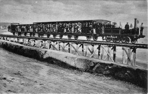 The track crossed the beach at La Haule on trestles