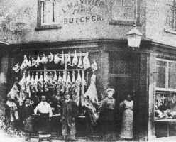 Vivier's butchers on the corner of Halkett Street and Hilgrove Street in 1904