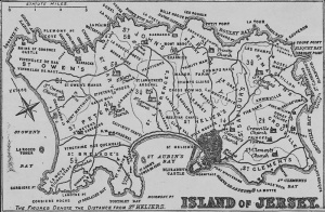 A map showing the distance of various points in the island from the Royal Square