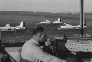 Heralds on the apron, viewed from the control tower, in the mid-1960s