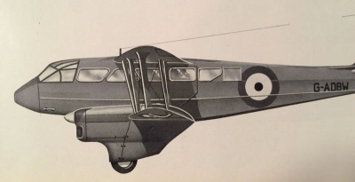 A drawing of the mysterious DH89, G-ADBW, which was not in service for long enough to be given a name and of which no photographs are known