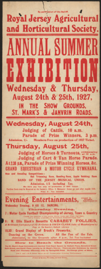 Royal Jersey Agricultural and Horticultural Society summer show in 1927