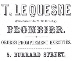 T Le Quesne, plumber, Burrard Street