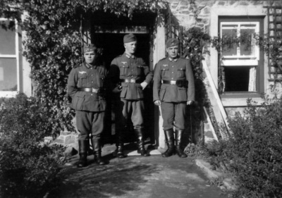 Soldiers outside their billet - Archirondel Cottage