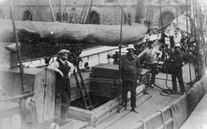 The crew of a vessel in St Helier Harbour in the 1870s
