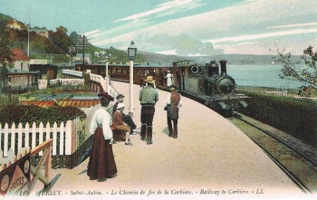 Train approaching St Aubin