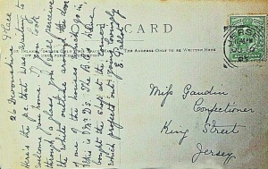 A postcard sent to Miss Gaudin in 1905