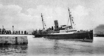 The first Sarnia passes the St Helier pierheads