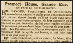 Edward Esnouf was an ironmonger and tinplate maker at 2 Broad Street in the 1850s and '60s