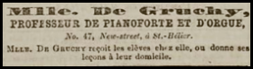 Miss de Gruchy gave piano and organ lessons at 47 New Street in 1860