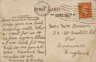 Soon postal services were resumed and Jersey families could once again easily make contact with friends and family outside the island