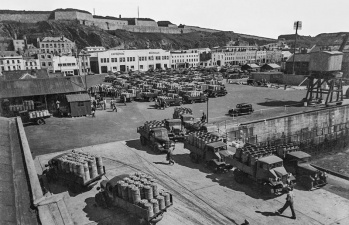 A large gathering at the Weighbridge in the late 1940s