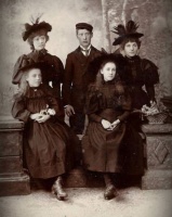 The Le Tourneur family in 1896 - Eliza, Jack, Janie, Clara and Alice (or Louisa)
