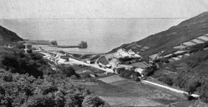 The damaged pier viewed from up the valley before the end was washed away