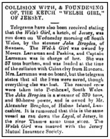 1915 newspaper report of the sinking of Welsh Girl