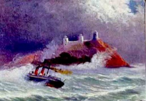 In heavy seas off the Casquets