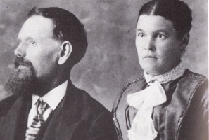 Ada Renouf (1866-1943) daughter of Henry Jeandron and Ellen Mary Renouf, with husband Allen Irwin. Ada went to Canada aged 14 as barnardo's Child on the Circassian after the death of her father. She was badly treated in the Quebec home she was sent to and her aunt Louisa Renouf Flynn moved her to the Irwin household. She married Allen after his wife died in 1884