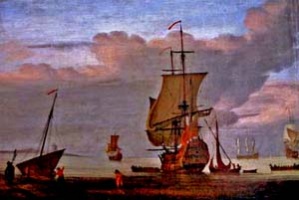 A man of war, 1700, by Monamy