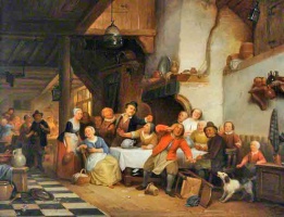 Boors quarrelling in a tavern; after David Teniers