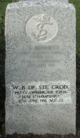 The grave of Great War casualty Walter Bertram De Ste Croix at Lyness Royal Naval Cemetery, Orkney