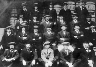 Potato store staff gather for an end-of-season photograph in 1909