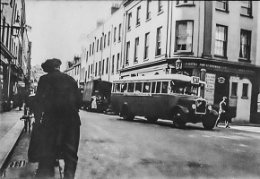 A bus passes through the street