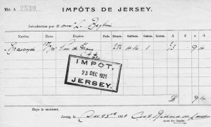 1925 customs receipt for imported French wine ...