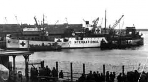 The Vega arrives in St Helier Harbour for the first time