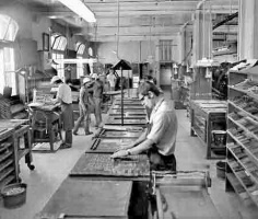 Long-serving employee Dave Le Var in the composing room