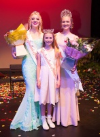 2017- Evie Bertram, with her maid of honour, Rowan Chateau, and Junior Miss Battle, Catherine Richford
